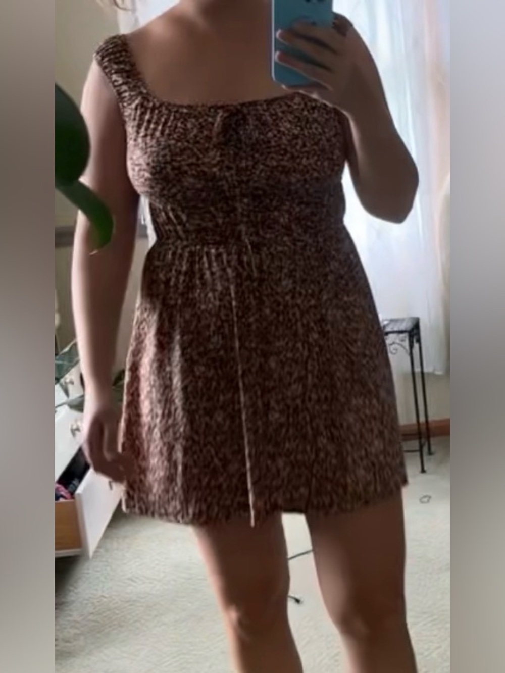 Blue Rain Brown Floral Mini Dress